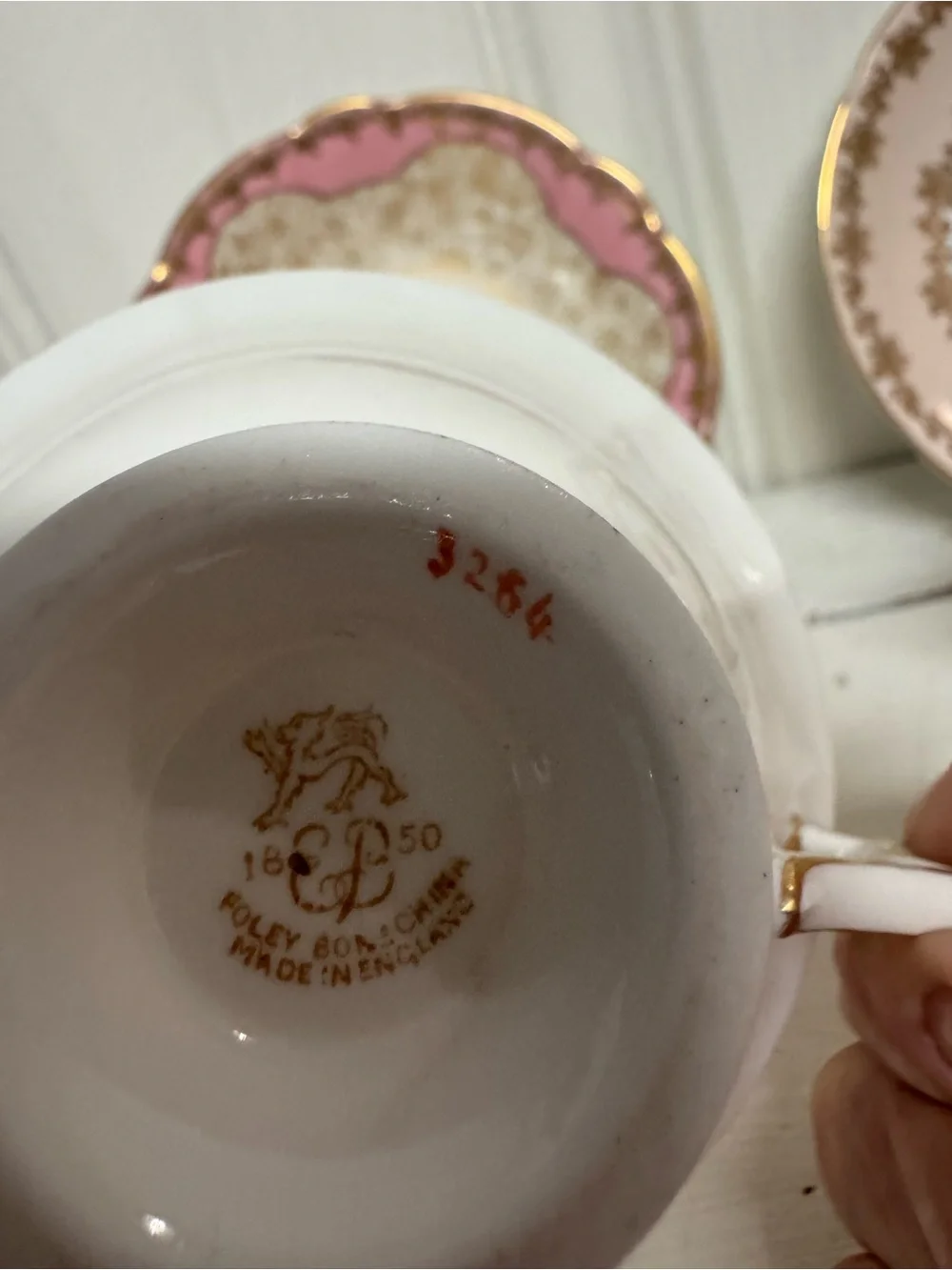 Vintage English Bone China Teacup Sets Foley Stanley Pink Gold Filigree 2 Sets
